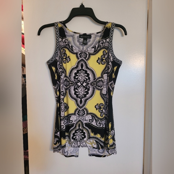 INC International Concepts Yellow and Black Baroque Tank Top - Picture 1 of 3